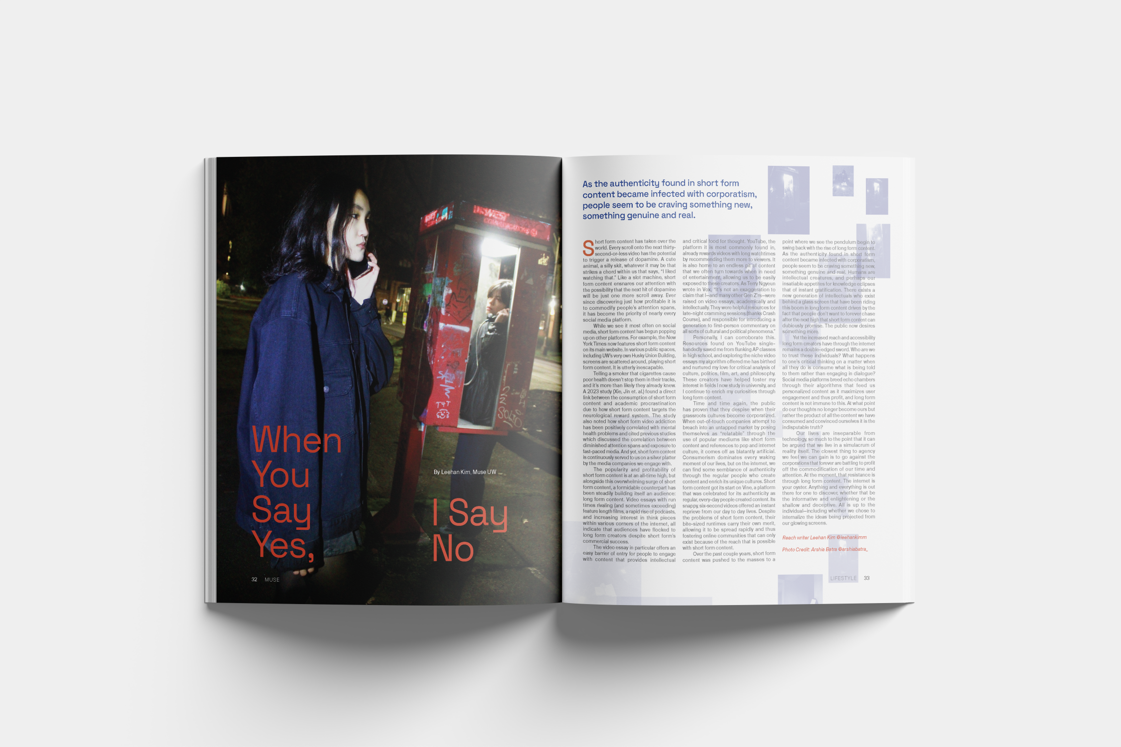 two page magazine spread
